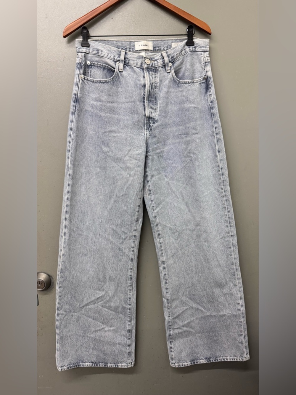 Frame The Loose Light Wash Wide Leg High Waisted Jeans Women Size 27 31 Inseam